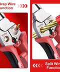 8-In-1 Wire Stripping Pliers With Voltage Tester For Live And Neutral Wires 12-250V demonstrating wrap and split wire functions