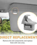 Two Pack Sun Visor Clip Holder For Mitsubishi Outlander Lancer Evo X ASX 2012 2016 Replacement MR654343 MR654610, grey clip shown installed
