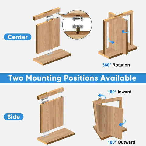Diagram showing 2 Piece Stainless Steel Hidden Door Hinge Pivot 570 Lbs Heavy Duty Invisible Door Hardware for secret room installation.