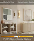 Brushed Brass And Natural Alabaster Wall Sconces Set Of Two casts a super chill ambient glow in a modern living space.