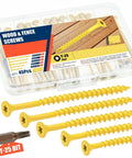 Two Pack Torx Star Drive Flat Head Wood Screws Carbon Steel M3x20mm Kit For Quick Easy Wood Assemblies With Heavy Duty Concealed Joints Self Tapping Design Ideal For DIY Projects And Furniture, yellow T25 wood screws kit