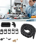 3D Printer Drag Chain 16.9 Inch Kit For Bamboo P1P Cable Carrier with hardware, ABS material, components displayed