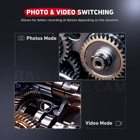 Two Way Articulating Borescope With Light Slim Probe For Tight Spots 210 Degree Pivot 19 In 1 Ultra Fine Stainless Wire Design Durable Industrial Inspection Camera For Mechanics And Techies photo and video mode of gears