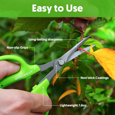 Pro Grade Garden Snips 6 Inch Pruning Shears With Non Stick Coated Steel Blades Curved For Precision Trimming In Tight Spaces