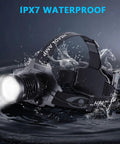 Beast Mode Bright USB Rechargeable Headlamp With 350000 Hour LED 5 Modes IPX7 Waterproof Zoom Beam 90 Degree Tilt in water