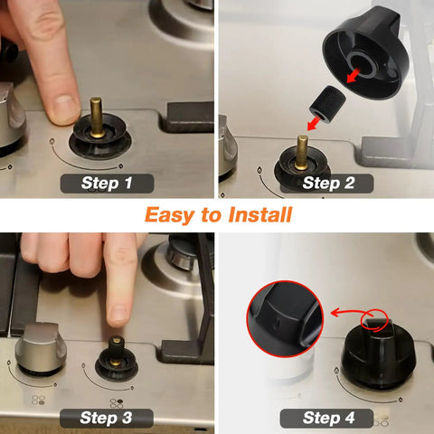 4 Pack Black Universal Stove Knobs With 12 Adapters For Oven Range Replacement Easy Install And No Fuss Wide Compatibility Fits Most Ovens And Stoves Including Gas Electric And Induction Appliances