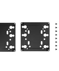 Universal Multibracket Mounting Adapter Kit For Three Point Five Inch And Two Point Five Inch HDD SSD Drives Or Water Cooling Pumps And Reservoirs, Converts A 120 Millimeter Fan Slot To A 105 By 105 Mount, Fits Most Cases, Black, 2 Pack black adapter plates and screws