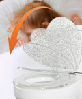 Resin Round Toilet Seat With Soft Close And Quick Release Heavy Duty Acrylic Glitter Cover Silver Foil Finish 17 Inch