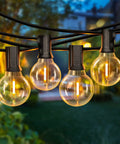 50Ft Led G40 Globe String Lights With 50 Plus 2 Dimmable Edison Bulbs, Shatterproof Outdoor Patio Lights on backyard at night