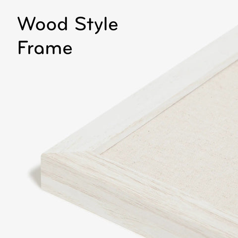 Close-up of Rustic Linen Bulletin Board 14 By 14 Inch with white wood frame corner detail showing frame texture.