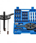Universal Bearing Extractor Puller Tool Kit Heavy Duty Removal Set With Case For Auto And Machine Repair Gear Hardened Steel Grip Shop Crew Essential Versatile Quality Built Tough Easy Work Fast Perfect For Daily Tasks Jobs Pro Today, blue case open