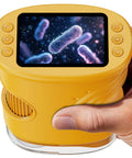 Kids Microscope 200 to 1000X With 2 Inch IPS Screen STEM Science Kit for Ages 3 12 Educational Dope Toy for Exploring Leaves Coins Insects and More Kid Friendly Bright Yellow handheld microscope with screen