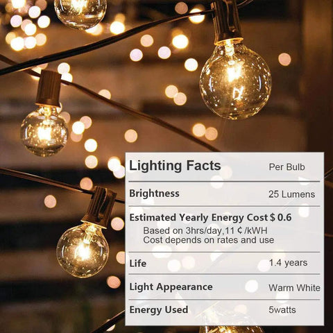 100 Ft Outdoor Globe String Lights With 110 G40 Bulbs, Weatherproof Lit Patio Party Lights For Tents Gazebos Porches Decks Year Round