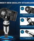 Heavy Duty TPMS Tire Pressure Sensor Replacement Direct Fit For 433 MHz Systems Plug In Ready showing sensor body and valve stem.