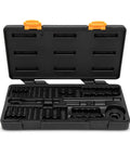 51 Piece One Quarter Inch Drive Six Point 120XP Mechanics Tool Set Standard And Deep Sockets SAE And Metric With Ratchets