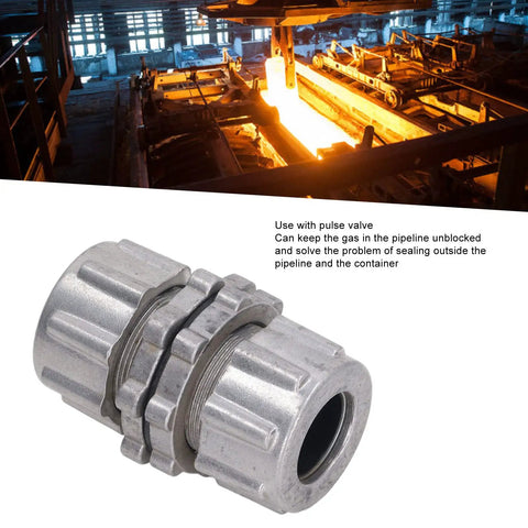 Aluminum Alloy Pulse Valve Quick Connect Adapter For Industrial Dust Collection, 1in pipe connector in silver finish.