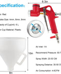 1.5 Gallon Air Hopper Texture Drywall Sprayer Featuring Three Precision Nozzles For Stucco Paint Popcorn Ceiling And Knockdown Finishes That Powers Through Walls No Sweat with red gun and plastic funnel.