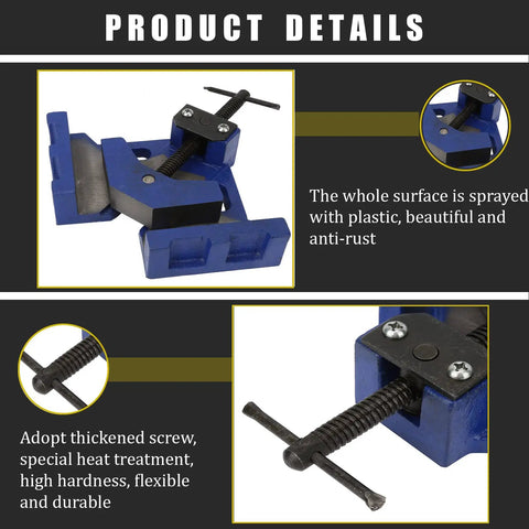 Heavy Duty Right Angle Clamp For Welding And Woodworking Adjustable Jaws High Strength Cast Iron Fixture