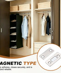 Wardrobe with Ultra Slim Stainless Steel Cabinet Door Magnets, 4 Pack With Double Sided Tape and Screw Mount in silver inset
