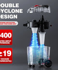 Auto Clean Dust Extractor With Dual Cyclone Pre Separation System, Pro Grade Industrial Vacuum for Woodworking and Sanding