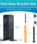 Adjustable Deck Post Anchor Base Brackets For 1.5x1.5 To 4x4 Wood Posts Kit shown with dimensions and hardware components