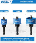 Impact Hole Saw Set With Hex Shank M42 Cobalt Teeth 20mm 25mm 32mm for thin metal drilling, displayed in three sizes.