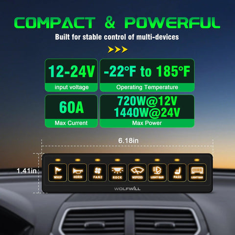 8 Gang Wireless Switch Panel 164 Ft Remote With 4 Control Modes Memory Function Rugged Auxiliary Multifunction Switch Panel