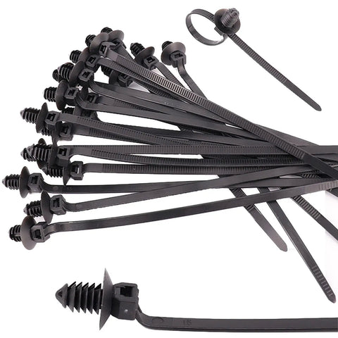 80 Pack Nylon Push Mount Cable Ties 8.3 Inches Long 0.18 Inches Wide Heavy Duty Self Locking UV Resistant Assorted Black For Indoor Wire Tying And Cable Management At Home Garage And Office