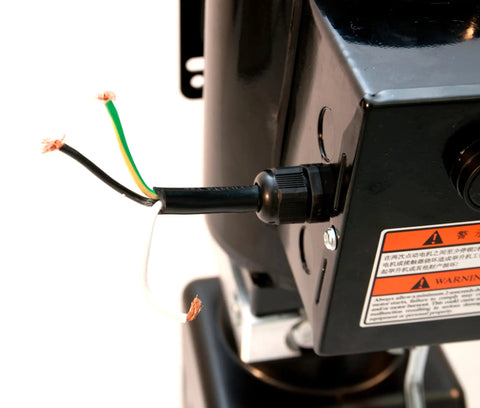 Close-up view of a Heavy Duty Beefy Electro Hydraulic Power Unit For Car Lift 220V 60Hz 1 Phase 2950 PSI showing wiring detail.
