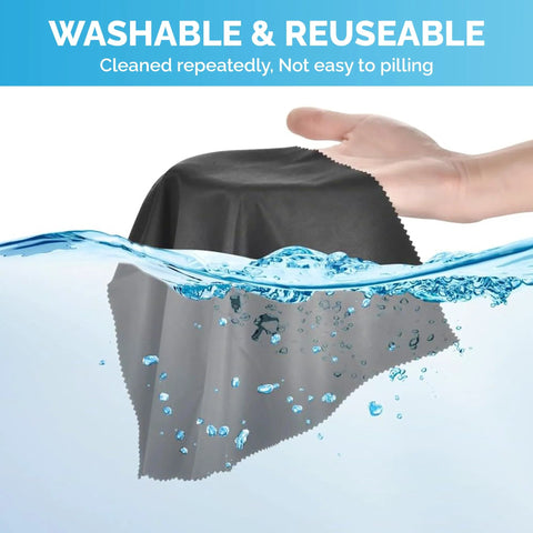 Microfiber cleaning cloths, 6x7 inch, lint-free lens and screen cleaner; 6-pack (3 dark gray, 3 white), individually wrapped