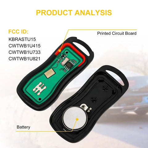 Keyless Entry Remote Fob For Infiniti And Nissan Cars Armada Frontier Murano Pathfinder Quest Sentra Titan Versa Xterra FX35 FX45 QX4 Replacement KBRASTU15 2 Pack Includes Batteries Pre Tested Plug And Play interior view