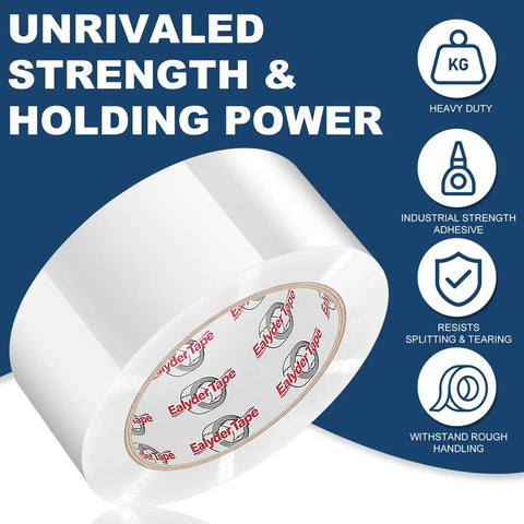 Heavy Duty Packing Tape 2 Inch By 60 Yards 3 Roll Pack With Dispenser Clear Transparent Parcel Tape Unrivaled Strength