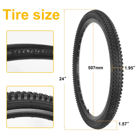 24x1.95 Folding Mountain Bike Tires With Levers And Liners Replacement MTB Tires For Off Road Riding Puncture Resistant Durable