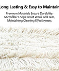 Heavy Duty 24 Inch Commercial Dust Mop With Long Swivel Handle For Wet And Dry Cleaning No Sweat Pro Grade Floor Sweeper head showing microfiber loops.