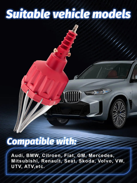 Pro Grade Pneumatic CV Joint Boot Installation Tool Kit with expander next to a car model with compatibility text.