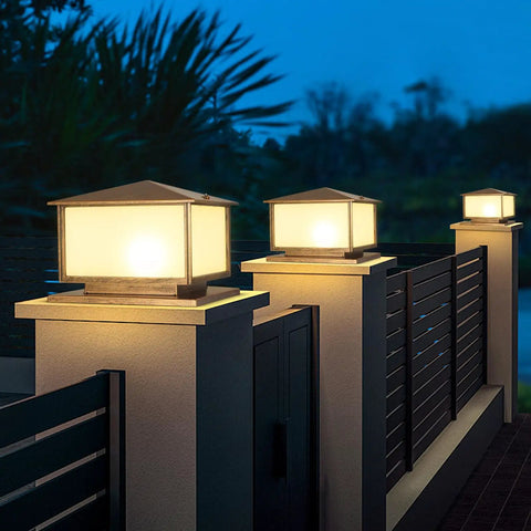 Heavy Duty Outdoor Post Lights With Hardwired E26 Socket And 3000K Warm White Bulbs For Porch Gate Columns on fence posts