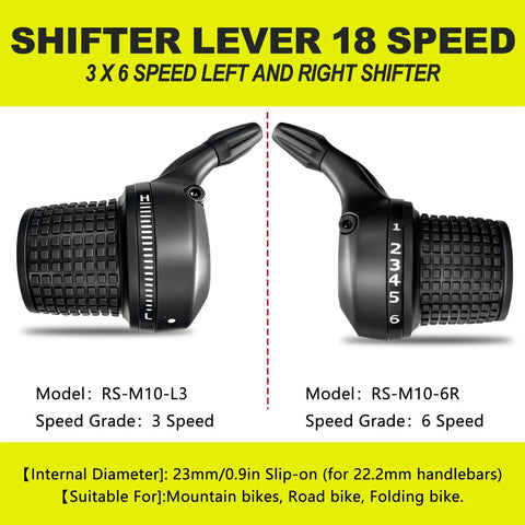 18 Speed MTB Shifter Set Left And Right Twist Shifters With Gear Cables And Non Slip Rubber Grips For Slick Indexed Shifting And Quick Gear Changes Ready