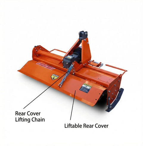 45 Inch Rotary Tiller Attachment Workhorse Heavy Duty For Tractor With Cat 1 3 Point Hitch PTO Driven 540 RPM 4.7 Inch Max Depth