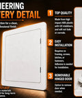 12x12 Inch Access Panel With Door For Drywall And Ceiling, Heavy Duty ABS Plastic Construction, Easy Install Wall Access Box, Wall Hole Cover Plate For Plumbing Electrical Wiring And Plywood, White, front view