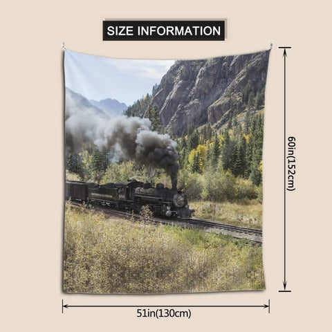 Steam Locomotive Train Wall Tapestry Print, Dope Vintage Train Decor, Lightweight Polyester Fabric Wall Hanging