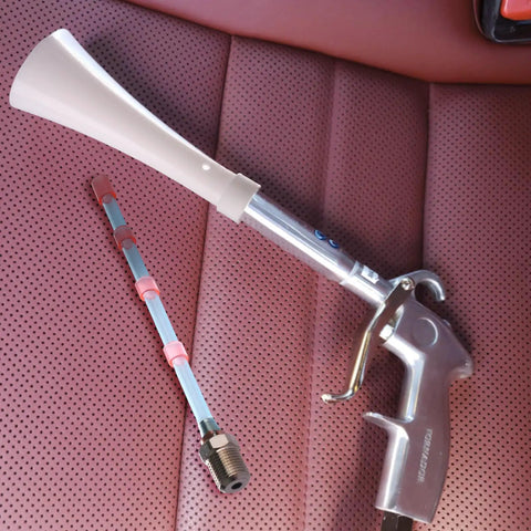 Replacement Tornador Cone Blowout Tool For Car Cleaning Gun Part Pro Grade Solution Coverage For Faster Detailing Durable Auto Detailing Accessory For Deep Interior And Exterior Cleaning, white cone on metal gun with hose