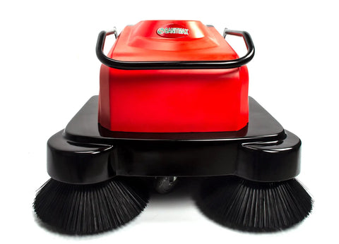 Top Shelf Electric Floor Sweeper Workhorse With A Spacious 41 Inch Sweep Path and Smart Three Brush Setup for swift dust pickup on warehouse concrete and shop floors, front view.