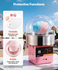 Clear Acrylic Dome Shield For Cotton Candy Machine, 21 Inch Bubble Cover highlighting protective features with cotton candy