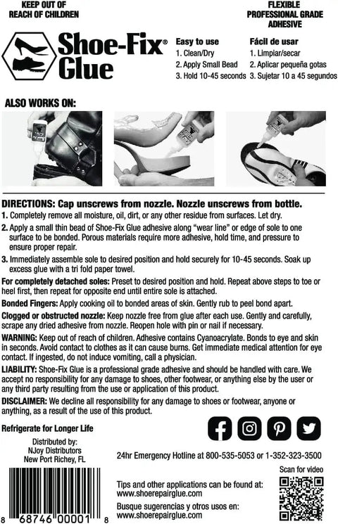 Professional Grade Footwear Glue With Instant Bond And Clear Flexible Finish A Quick No Clamp Needed Fast Acting Adhesive Packaging