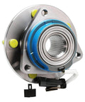 Front Wheel Hub & Tie Rod Kit - 2 Hub Bearing Assemblies with ABS Sensor Wire, close-up view of hub assembly and wiring