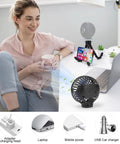 Clip On Stroller Fan USB Rechargeable Mini Personal with phone holder on desk for travel and outdoor use
