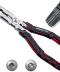 Caiman 7.5 Inch Stripped Screw Extractor Needle Nose Pliers With Wire Cutter Crimper For Auto Pros And Electricians