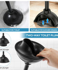 Heavy Duty Toilet Plunger Eight Piece Set Featuring Rock Solid Suction And Ergonomic Handles To Knock Out Stubborn Clogs Fast Without Any Sweat For Busy Households Across America, detailed view of plunger in use.