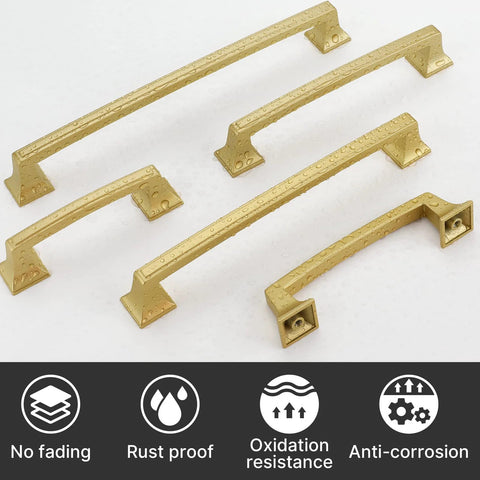 Gold Cabinet Handles Set 10 Pack 5 Inch Hole Center Drawer Pulls Modern Square Dresser Handles Zinc Alloy Rust Resistant Durable