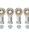 Six Millimeter Female Rod End Bearing With M6x1 Right Hand Thread Self Lubricating Joint Includes Jam Nut For Flexible Mechanical Linkages 13 Degree Angular Misalignment Steel Body Durable Bearing Ball, four-piece set